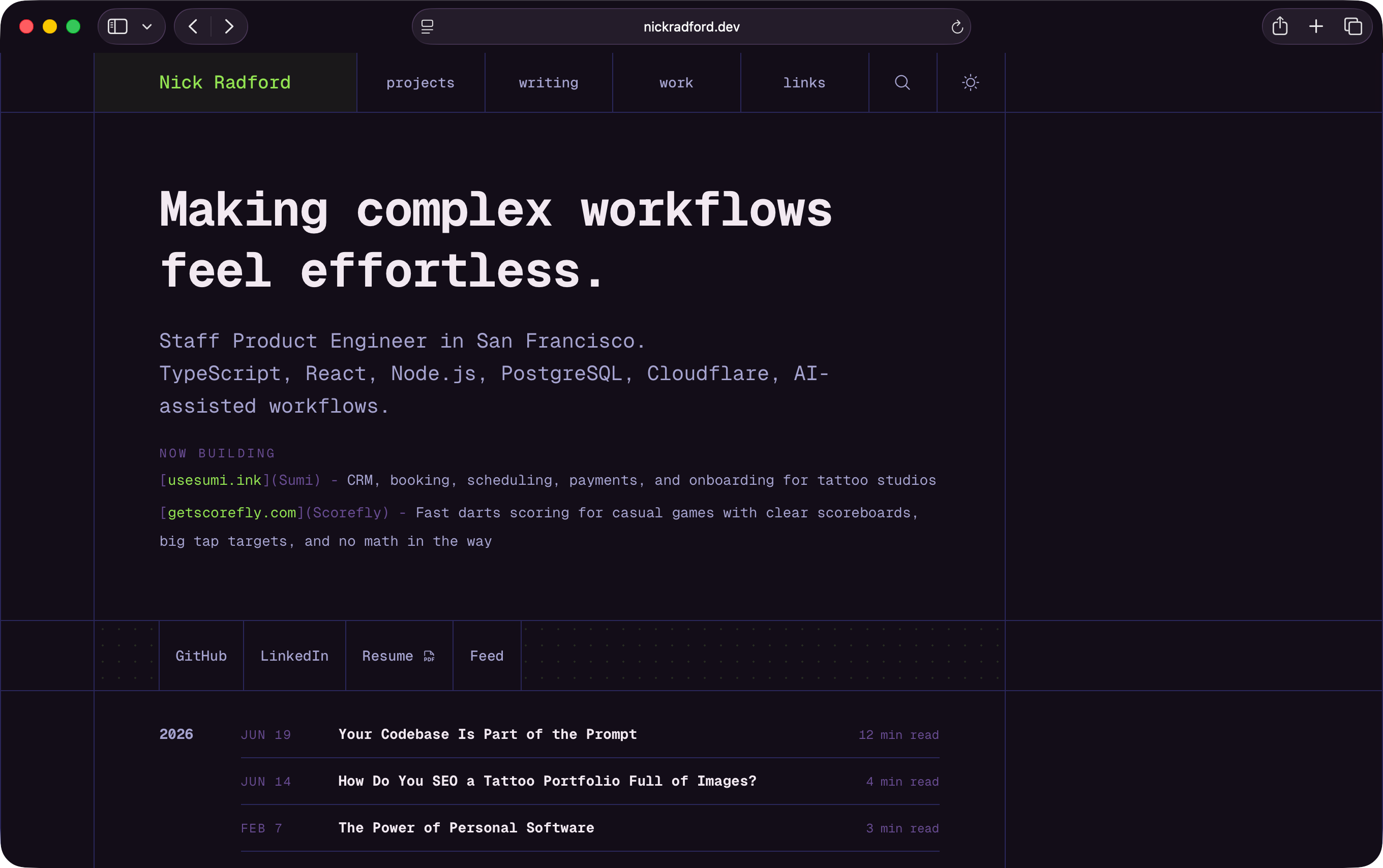 Theme Lab generated dark palette with violet surfaces and lime accents.