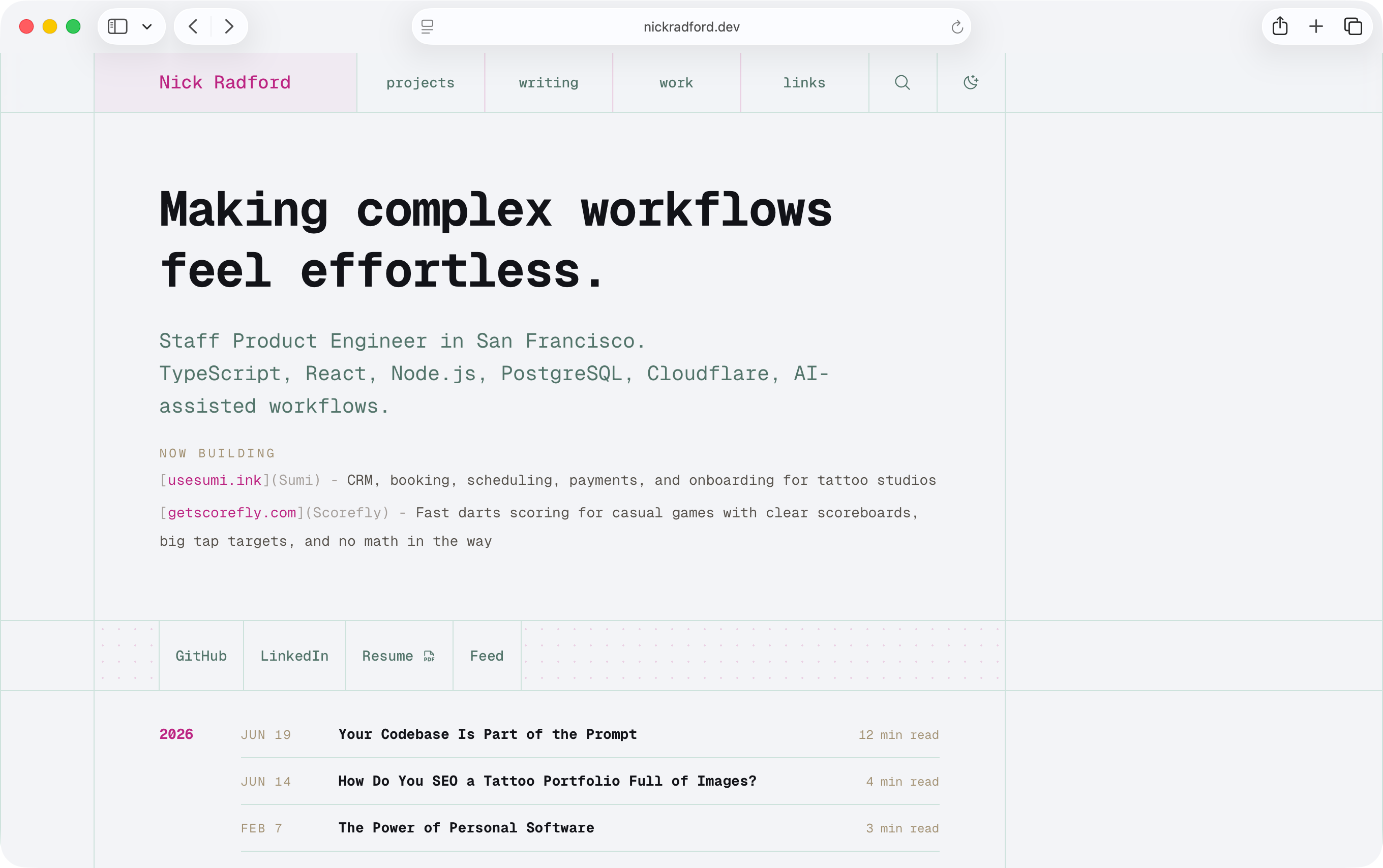 Theme Lab generated light palette with mint lines and magenta accents.